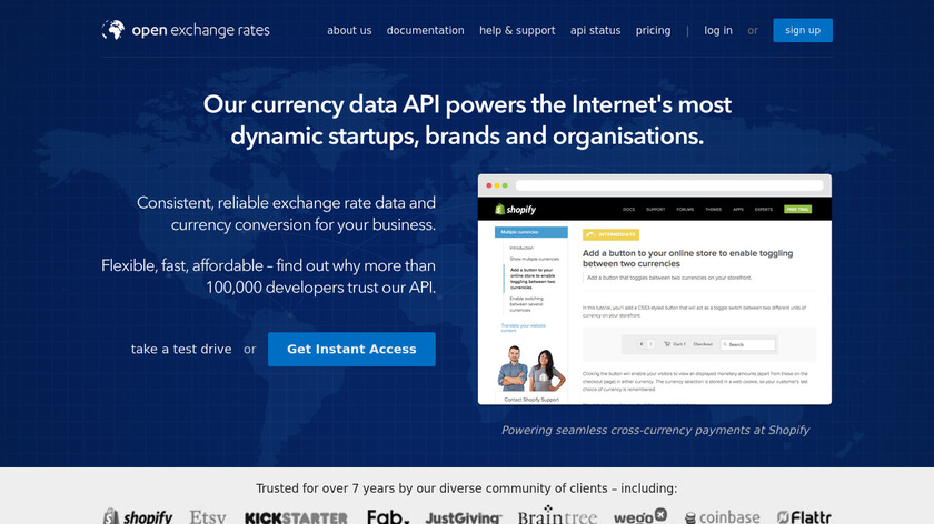 Open Exchange Rates Landing Page