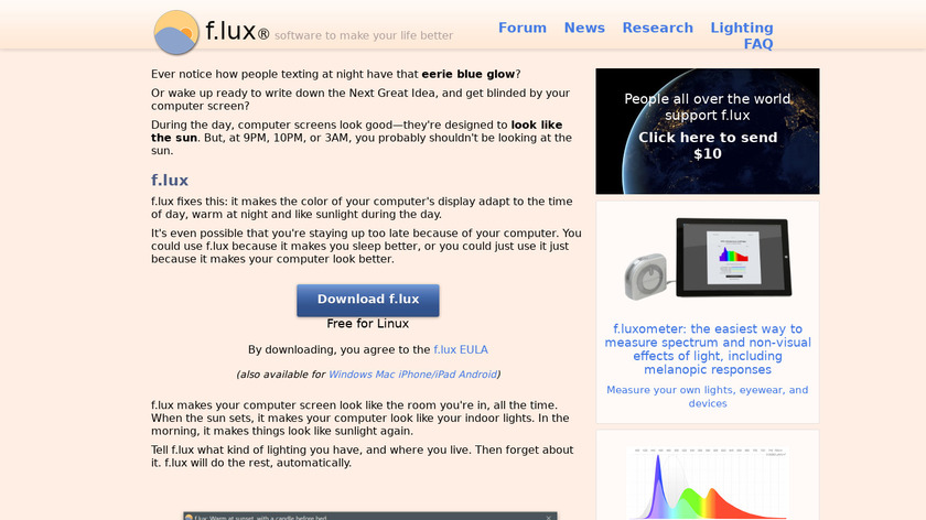 f.lux Landing Page