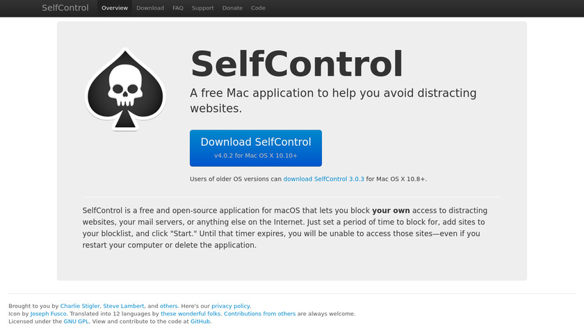 SelfControl Landing Page