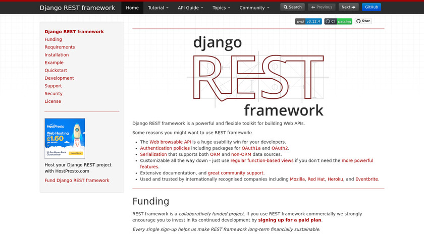 Django REST framework Landing Page