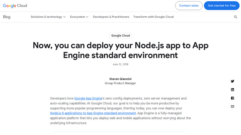 Node.js on App Engine Landing Page