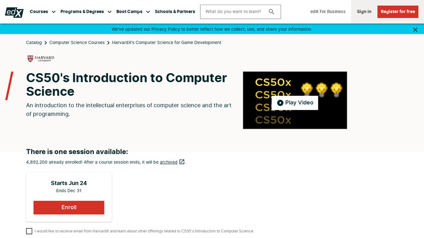 CS50x - HarvardX (edX) Landing Page