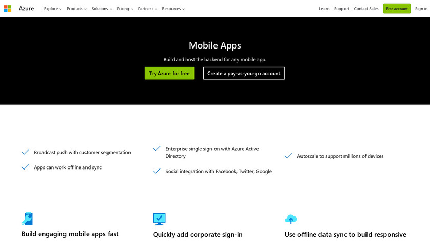 Azure Mobile Apps Landing Page
