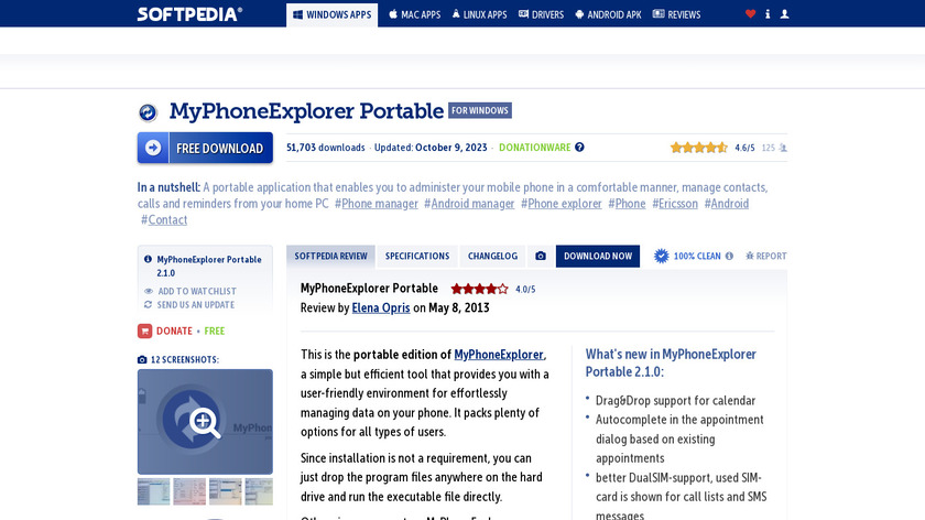 MyPhoneExplorer Portable Landing Page