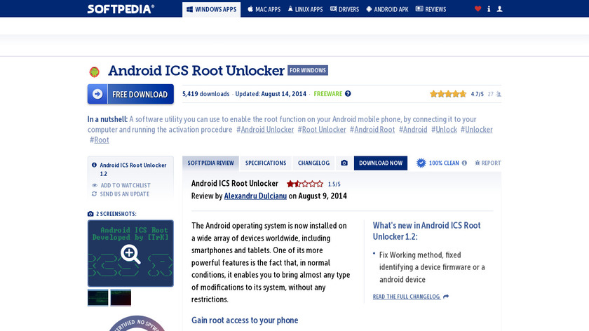 Android ICS Root Unlocker Landing Page