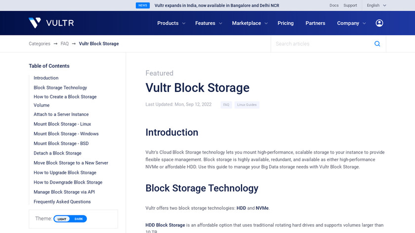 Vultr Block Storage Vultr Landing Page