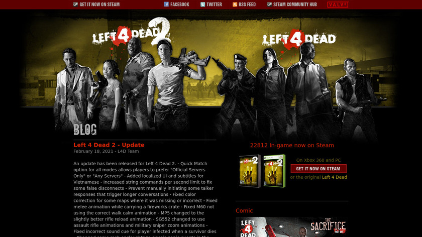 Left 4 Dead 2 Landing Page