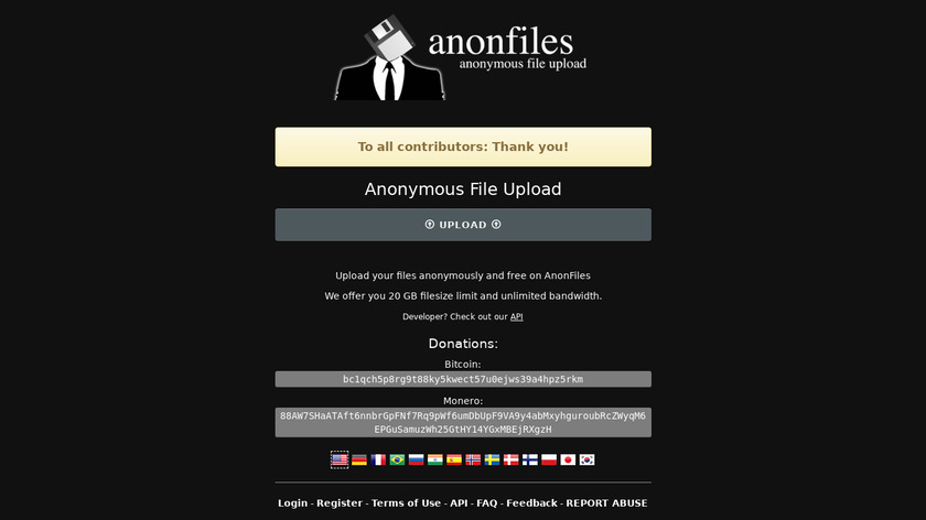AnonFiles Landing Page