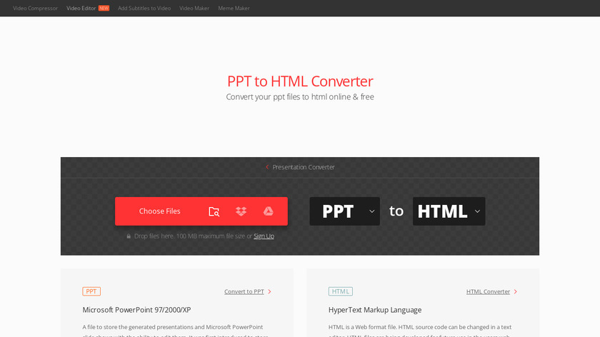 Online PowerPoint to HTML Converter Landing Page