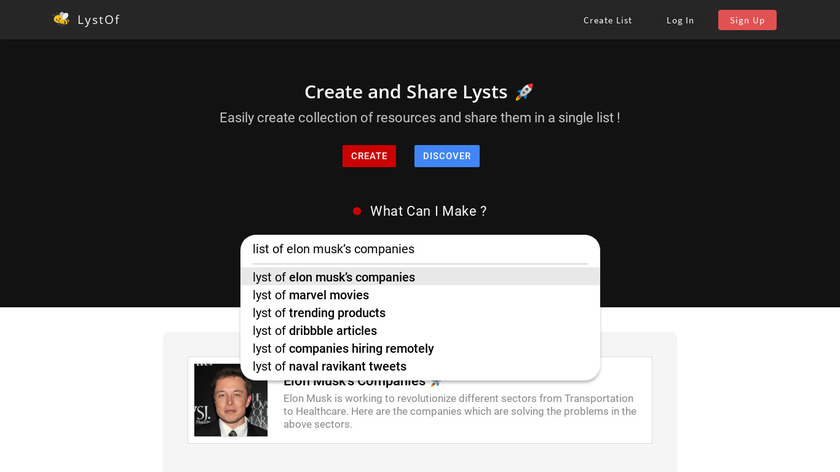LystOf Bot Landing Page