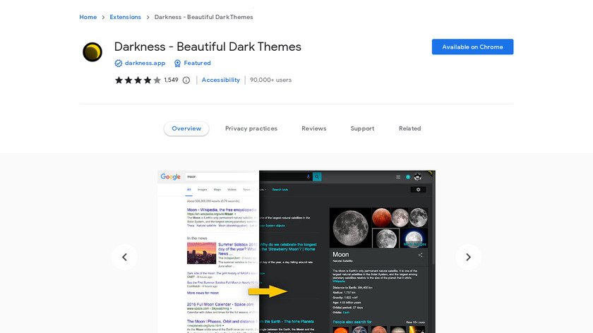 Darkness: Beautiful Dark Themes Landing Page