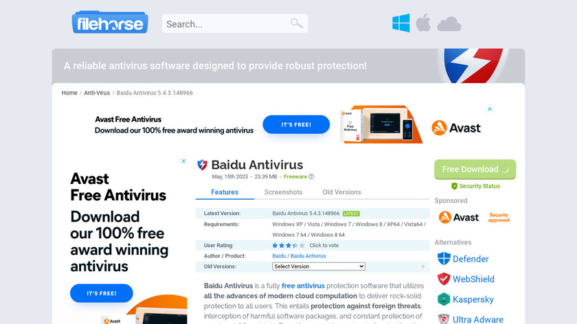 baidu antivirus free download for pc