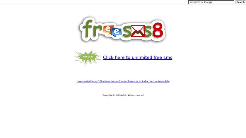 FreeSMS8 Landing Page
