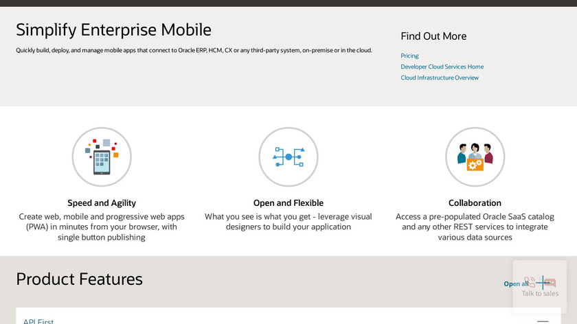 Oracle Mobile Hub Landing Page