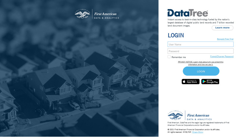 DataTree.com Landing Page