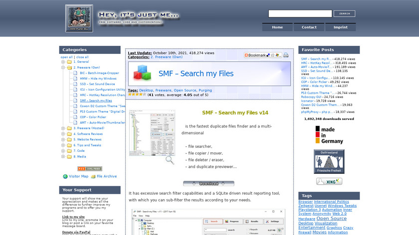 SMF – Search my Files Landing Page