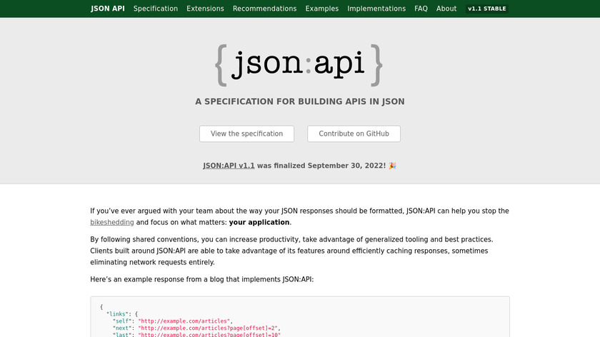 JsonAPI Landing Page