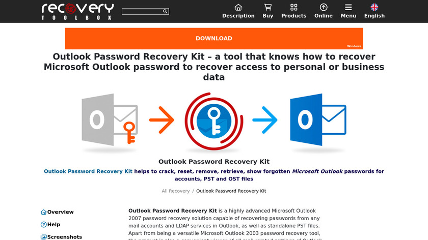 Outlook Password Recovery Landing Page