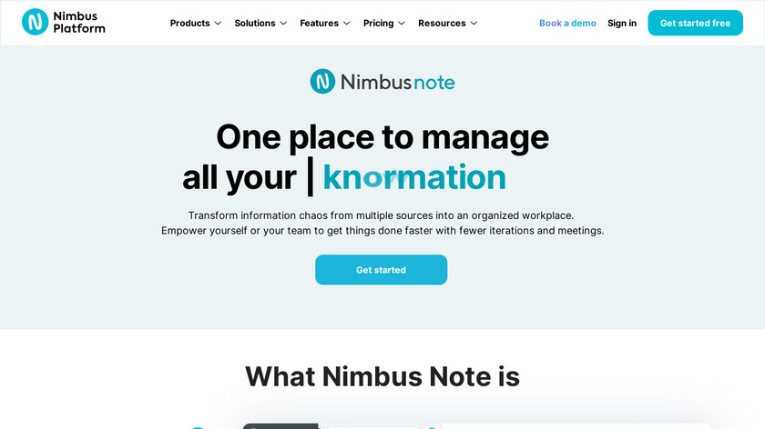 Nimbus Note Landing Page