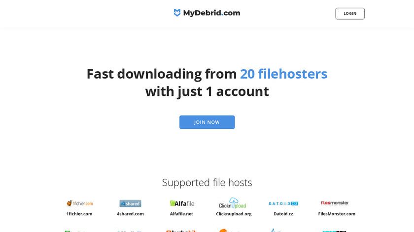 MyDebrid.com Landing Page
