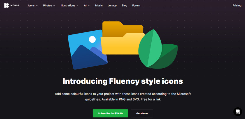 Fluent Icons Landing Page