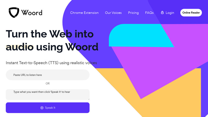 Woord - Text to Speech Landing Page