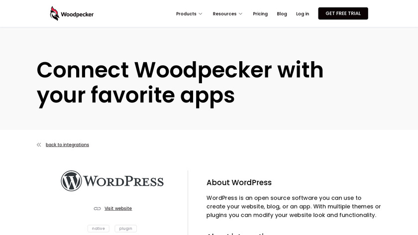 Woodpecker for WordPress Landing Page