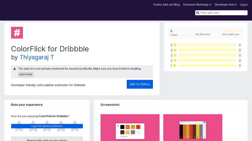ColorFlick for Dribbble Landing Page