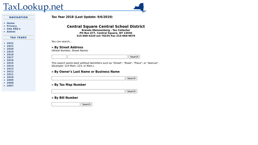 CentralSquare Property Tax Landing Page
