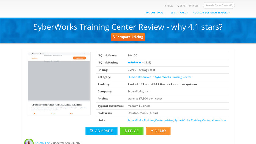 Syberworks Training Center Landing Page