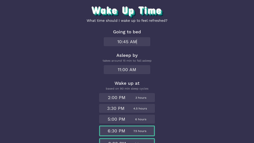 Wake Up Time Landing Page