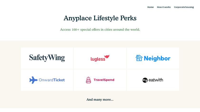 Anyplace Perks Landing Page
