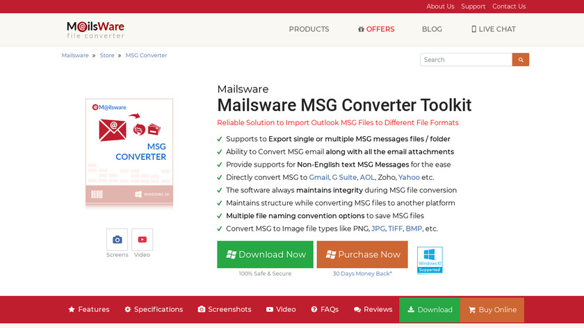 Mailsware MSG Converter Landing Page