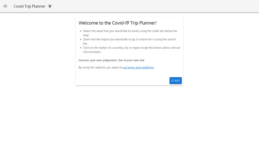 Covid Trip Planner Landing Page