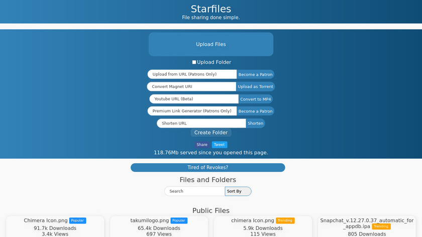Starfiles Landing Page
