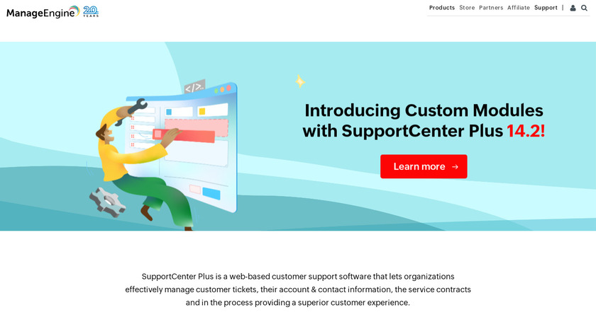 ManageEngine SupportCenter Plus Landing Page