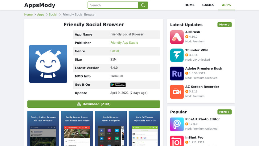 Friendly Social Browser Landing Page