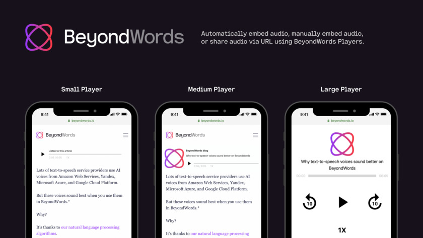 BeyondWords Landing Page