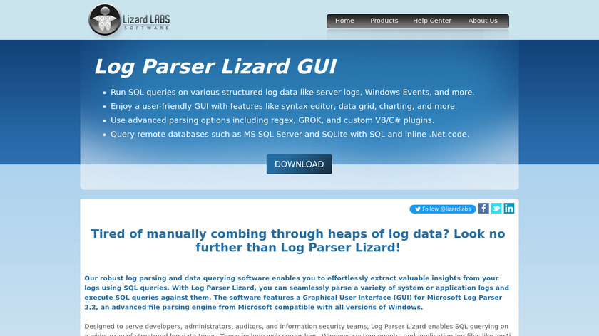 Log Parser Lizard Landing Page