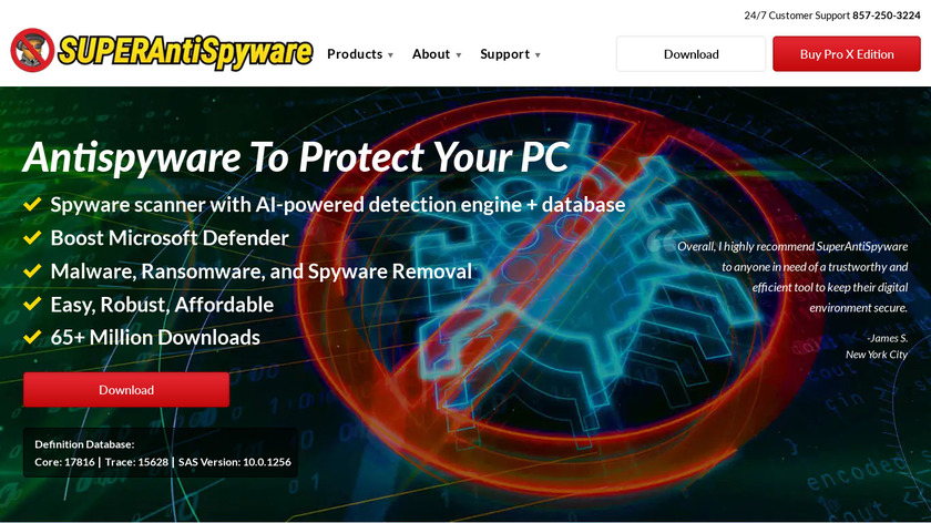 SUPERAntiSpyware Landing Page