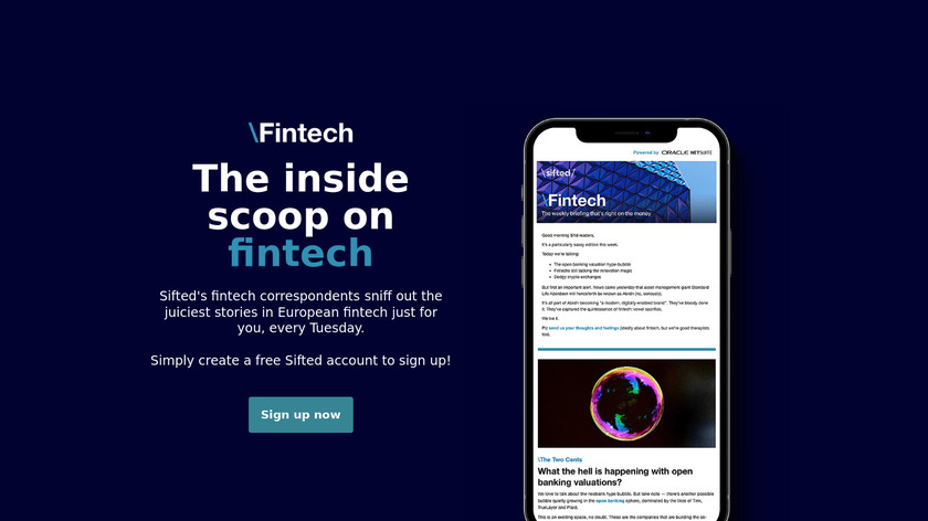 Fintech by Sifted Landing Page