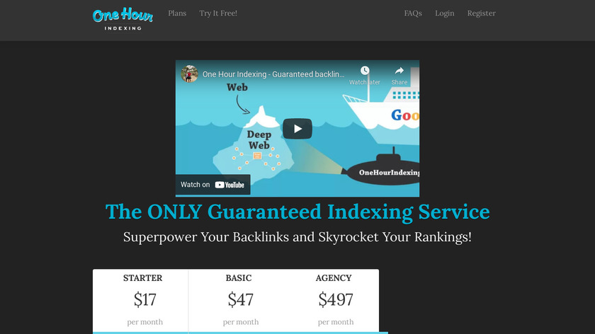 One Hour Indexing Landing Page