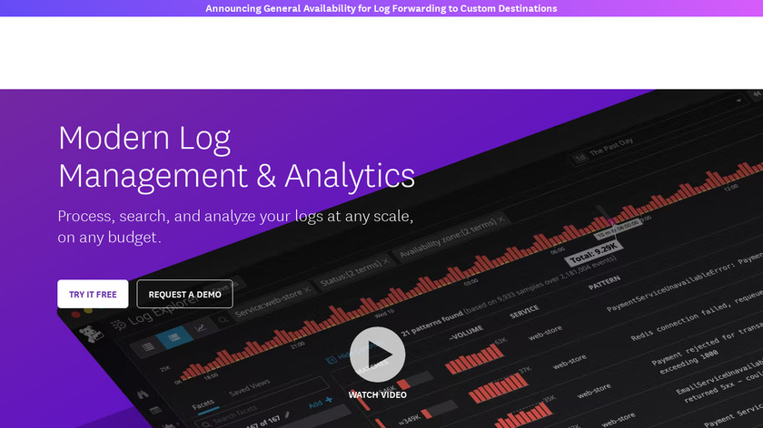 DataDog Log Management Landing Page