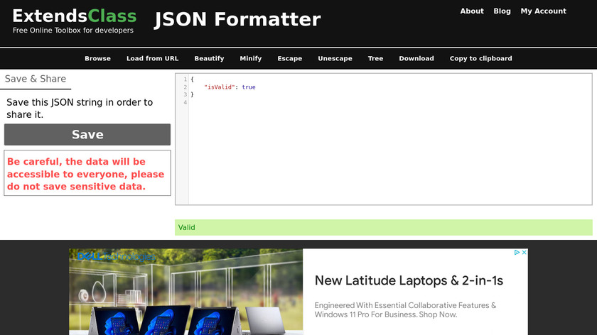 ExtendsClass JSON Formatter Landing Page