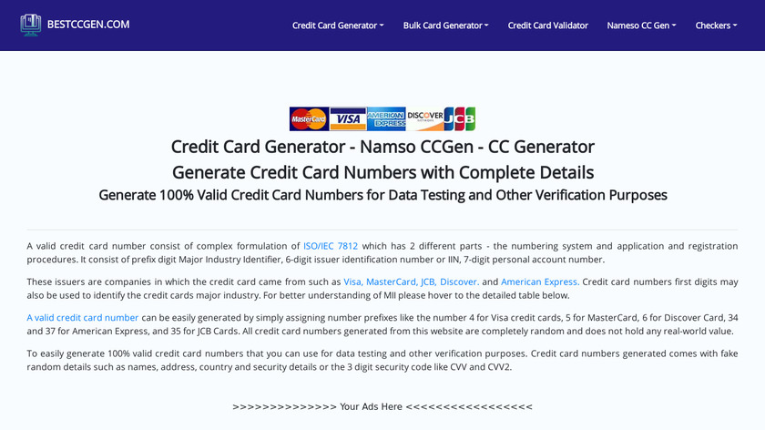 Random credit card generator