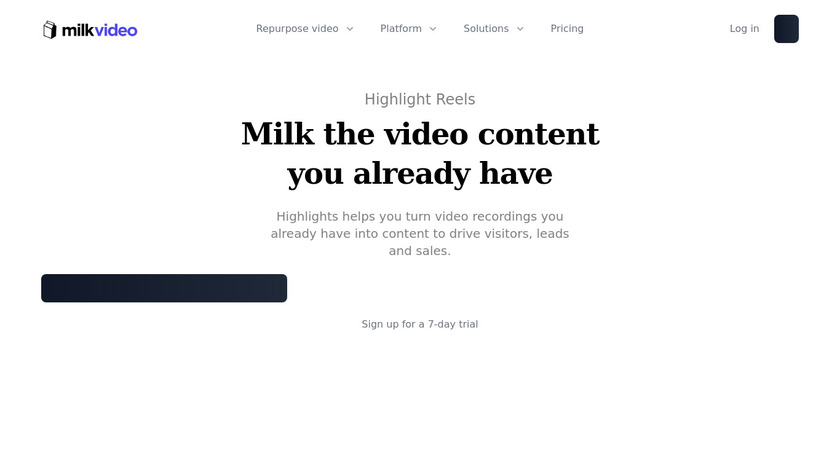 Highlight Reels by Milk Video Landing Page
