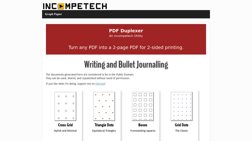 InCompetech Graph Paper Landing Page