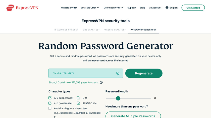 ExpressVPN Password Generator Landing Page