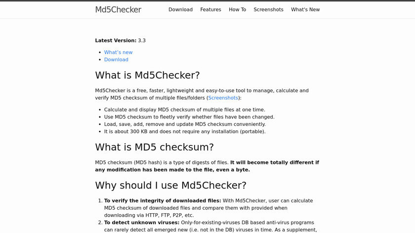 Md5Checker Landing Page