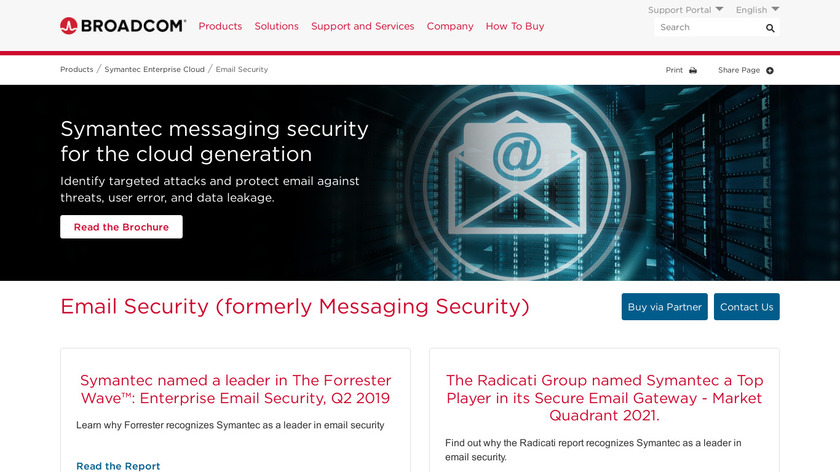 Symantec Messaging Gateway Landing Page